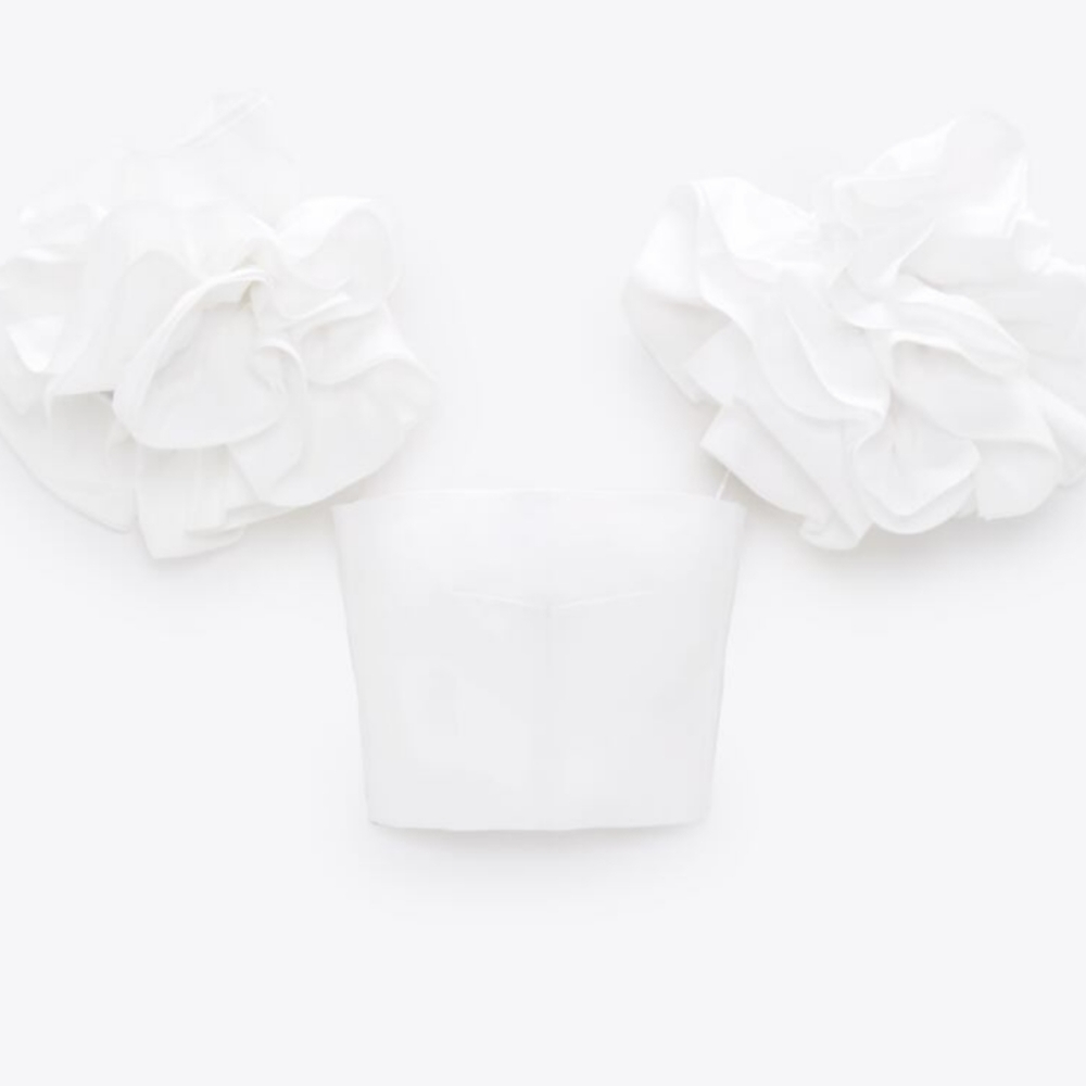 Zara RUFFLED Poplin Top - Picture 7 of 9